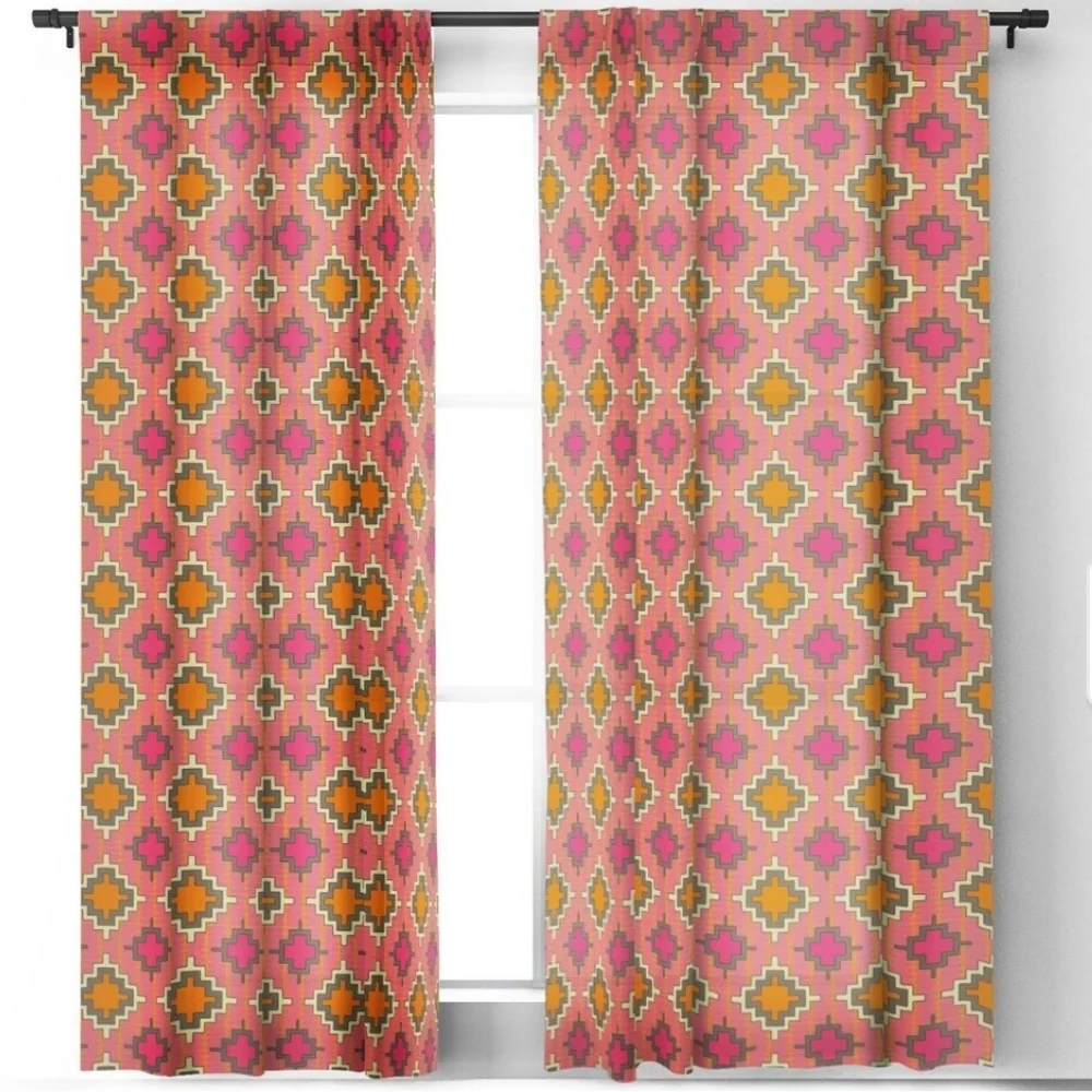 1-piece Blackout Tangerine Kilim Curtain Panel - 96 Inches x 50 Inches